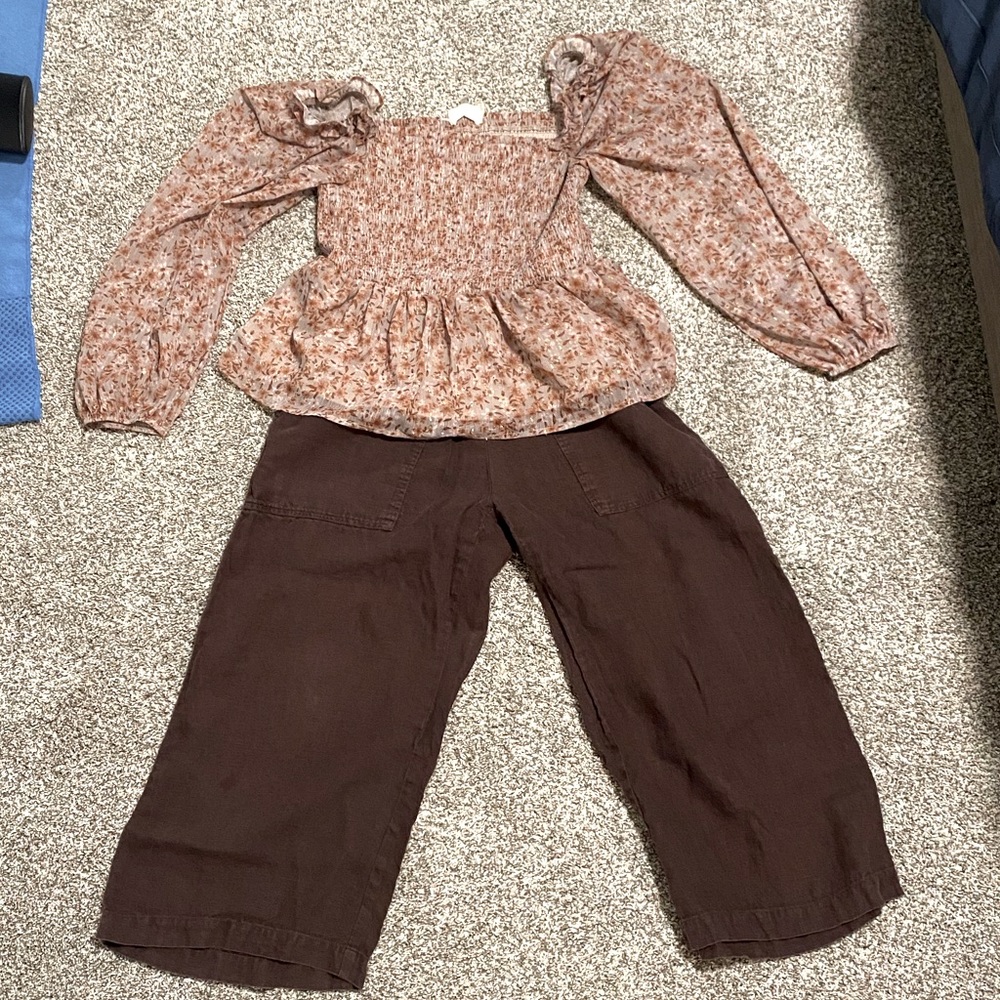 Outfit bundle, smocked puff sleeve top + not perfect linen pants